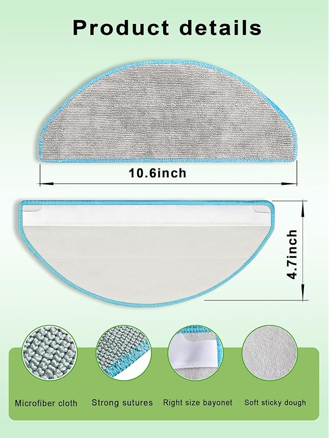 Mop Pads Replacement Parts for iRobot Roomba Combo Essential 104, 105, Y0140, Y0110, Y0112, Combo Essential 2, Washable and Reusable Microfiber Cleaning Refill Accessories, 6-Pack