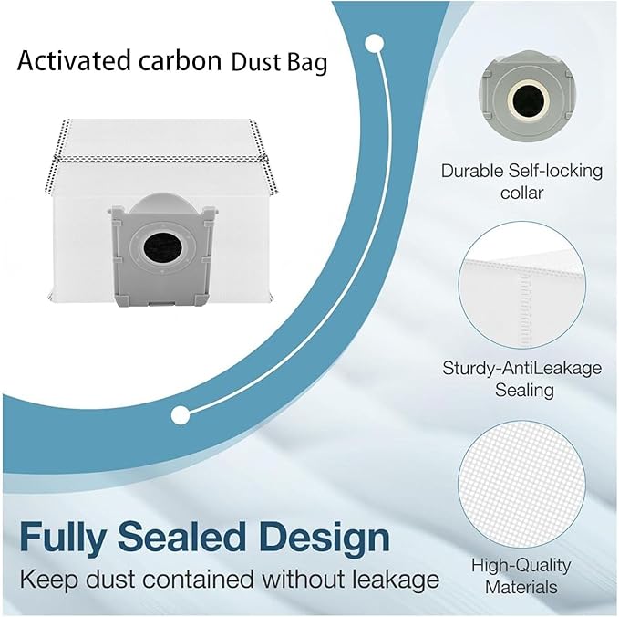 Replacement ECOVACS Accessory 6-Washable Vacuum Mop Cloths / 6-Pack Large Capacity Dust Bags：Compatible with DEEBOT T50 Max/T50 Pro/T50 Omni/T50 Pro Omni/T50 Max Pro Vacuum Cleaner Parts Accessories