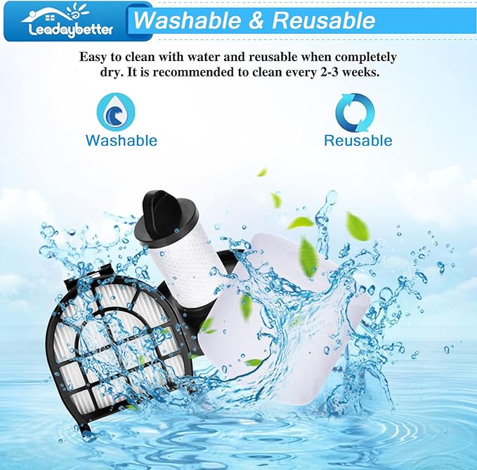 Leadaybetter Filter Replacement for Shark LZ600 LZ601 LZ602 LZ602C APEX UpLight Lift-Away DuoClean Vacuum Cleaner, 2 Post HEPA & 2 Pre Motor Filters 4 Foam Filters, Part # XHFFC600 & XFFLZ600