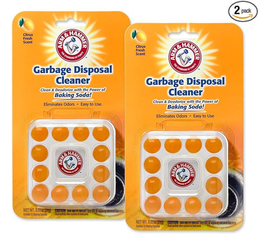 Arm & Hammer 24-Count Sink Garbage Disposal Cleaner, Freshener & Deodorizer Capsules Citrus Scent, with Power of Baking Soda