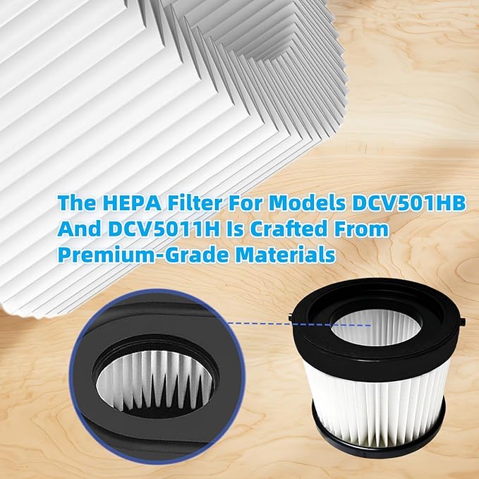 Compatible With Ddewollt Vacuum Filter DCV501HB DCV5011H Attachments Replacement HEPA Filters, For Ddewollt 20V Cordless Handheld Vacuum Cleaner Includes 2 Cleaning Brushes Washable And Reusable (6pk)