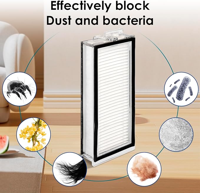 (5 Pack) Q5 Max+ Ultra Replacement HEPA Filters Compatible With Roborock Q5 Max+, Q5 Pro, Q5 Pro+, Q8 Max, Q8 Max+, Q7, Q7+, Q7 Max, Q7 Max+, Q5 Duoroller+ Robot Vacuum, Filters Accessories Kit