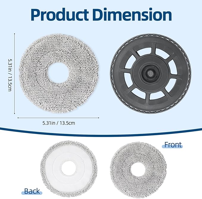 Mop Pads for Dreame L40 Ultra/L10S Ultra/X40 Ultra/L10s Pro Ultra Heat/L20 Ultra/L10S Plus/X30 Ultra/X40 Master/L10 Ultra/L10S Ultra Gen2 Robot Vacuum Microfiber 6 Pack Vacuum Mop Pads Replacement