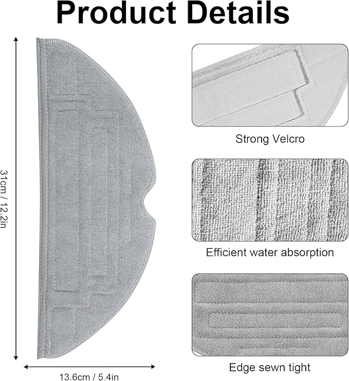 5 Pcs Mop Pads for Roborock S8 Pro Ultra Robot Vacuum, Washable Reusable Mopping Pad Replacement Accessories