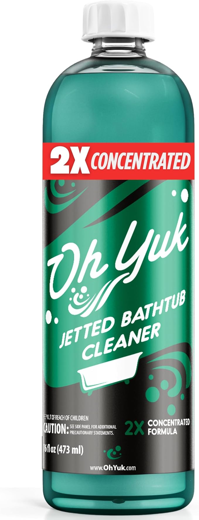 Oh Yuk Jetted Tub Cleaner 2X Concentrated – Deep Cleaning Jetted Bathtub & Jacuzzi Cleaner for Tub Systems with Jets – Removes Buildup – 16 fl oz