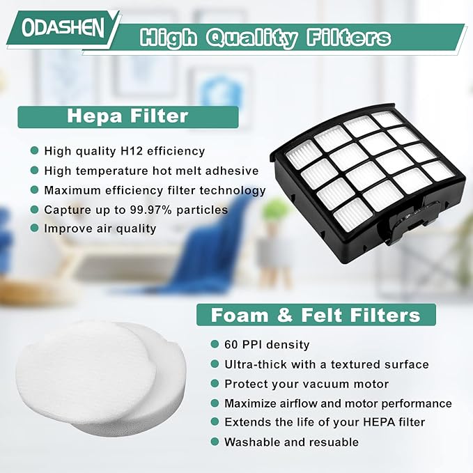 10Pcs Sponge Filter & Hepa Filter Set For Shark NZ850UK Lift-Away Bagless Upright Vacuum Cleaner Replacement Parts