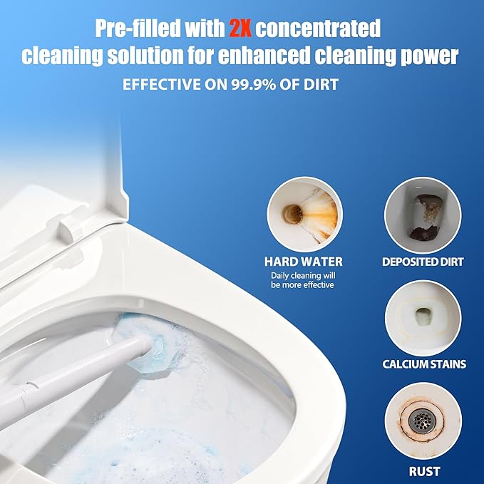 Disposable Toilet Brush and Holder Set with 30 Refills, Wall-Mounted Toilet Brush, Toilet Cleaning System-1 Toilet Bowl Wand, 1 Caddy&30 Prefilled Cleaning Solution Refills for Deep Scrub Toilet.