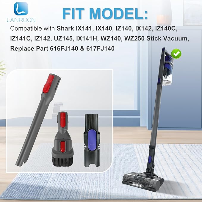 IX141 Crevice Tool Brush Replacement Kit Fit for Shark IX141 IX140 IX140C IX140H IX141H IX142 IZ140 IZ140C IZ141C IZ142 Stick Vacuum