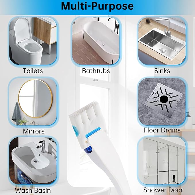 12 Pack Flushable Refills Compatible with Scrubbing Bubbles Toilet Bowl Brush, Disposable Cleaner Refills Pads for Scrubbing Bubbles Toilet Wand, Toilet Brush Refill Accessories (Only Pads)