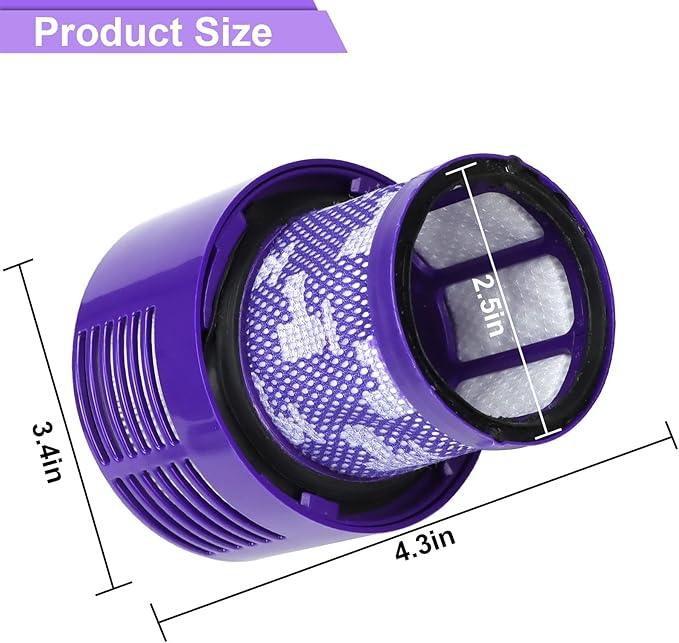 HEPA Filter Replacements for Dyson Cyclone V10 Animal V10 Absolute SV12 V10 Total Clean Cordless Stick Vacuum Part no. 969082-01 (2 Pack)
