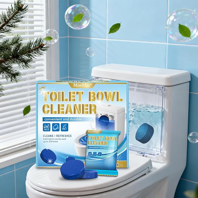 Automatic Toilet Bowl Cleaner Tablets,12- Pack Blue Gel In-Tank Cleaner, Removes Hard Water Rings & Stains, Septic Safe, Cleaning & Deodorize, Fresh Scent,50g Each