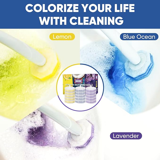 200Ct Aromative Toilet Brush Refills, Toilet Bowl Cleaner Refills, Double-Layer Cleaning Pads Added, Disposable Refill Heads for Toilet Bowl Cleaner Wands，Bulk （Patented）