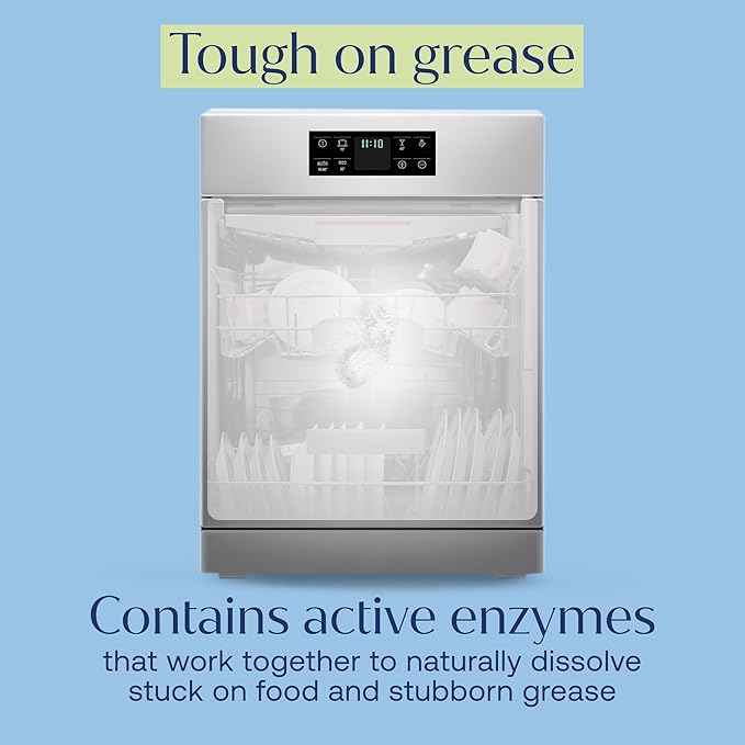 Fab Tab 100% Plastic-Free Dishwasher Detergent Tablets, Clean Ingredients, Fragrance Free, No Residue, Powerful Enzyme-Based Dishwasher Pods, 60 Count.