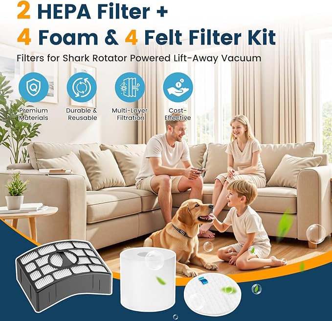 NV752, AZ1002 Filters for Shark Rotator Powered Lift-Away Vacuum NV650, NV650W, NV651, NV652, NV750W, NV751, NV752 NV831, NV835, AX950, AX951, AX952, ZU632, AZ1000W, AZ1002, AZ1002BRN, XFF650 & XHF650