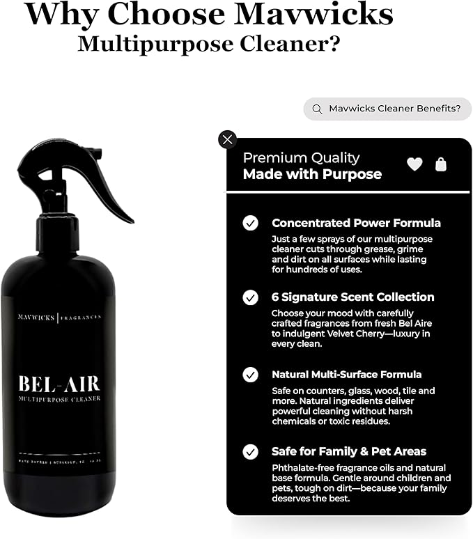 Fragrances All Purpose Cleaner Spray (Bel-Aire) 16 Oz – Multipurpose Surface Cleaning Spray for Kitchen, Bathroom, Floors and Counters, Home and Office, Natural and Non-Toxic