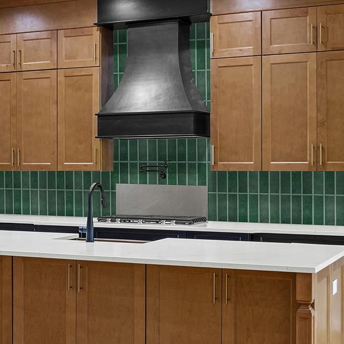 Peel and Stick Tile，New Upgrade Thicker Design Self Adhesive 12" x 12" Large Premium Peel and Stick Backsplash for Kitchen (Forest Green).