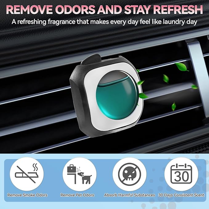 Car Air Freshener Vent Clip 6 Pack 4ml Each Up to 180 Days Long Lasting Scent Odor Eliminator for Women Men(Ocean Breeze)