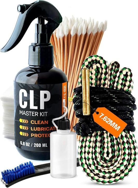 Gun Cleaning Oil Kit 3-in-1 Cleans, Lubes, Protects - 6.8 Oz Sprayer Gun Oil Cleaner and Lubricant, Needle Oiler, Cleaning Patches, Cleaning Swabs and Brush - Gun Oil and Cleaning Kit