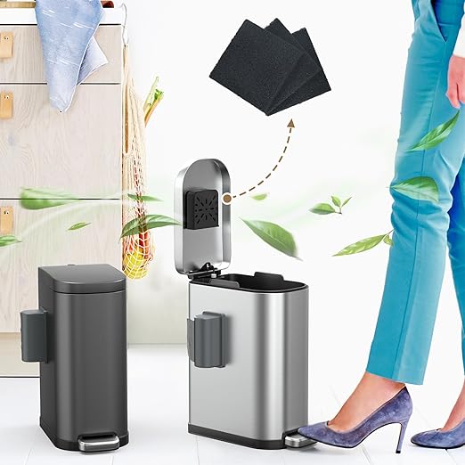 3-Pack Trash Can Odor Filter Refills, Carbon Filters Dog Poop Trash Can, Activated Charcoal Odor Absorber for Pet Waste & Kitchen Trash Cans