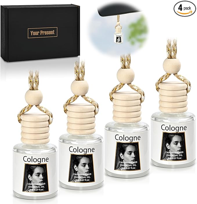 4 Pack Car Air Freshener Hanging, Natural Essential Oil Car Fresheners Long Lasting Car Fresheners Diffuser,Air fresheners for Home,Cute Car Interior Accessories for Women/Men