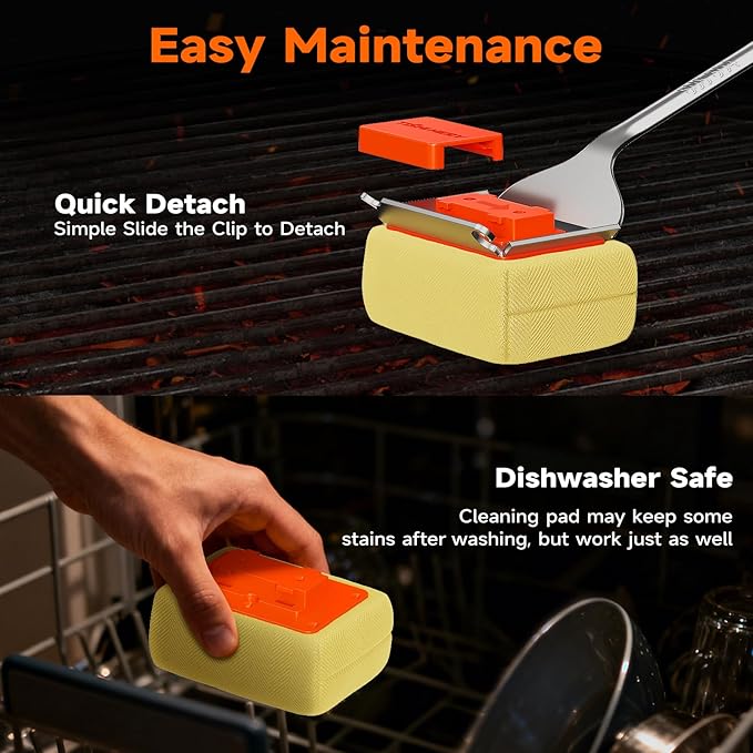 TISHI HERY Bristle Free Grill Brush Replaceable Cleaning Head, Safe BBQ Grill Brush Cleaning Pad Replacement for Cast Iron or Stainless-Steel Grates, Grill Cleaner (Replaceable Head)