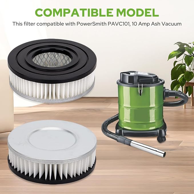 Vacuum Motor Filters Compatible with PowerSmith PAVC101(10 Amp Ash Vacuum) - HEPA Filter Replacement - 2 Pack