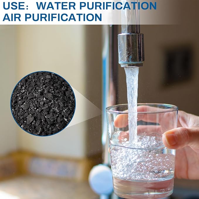 Timgle Bulk Water Air Filter Activated Charcoal Coconut Hull Granular Activated Carbon 10-18 Mesh Water Distiller Charcoal Filters Media for Filtration(20 Lbs)
