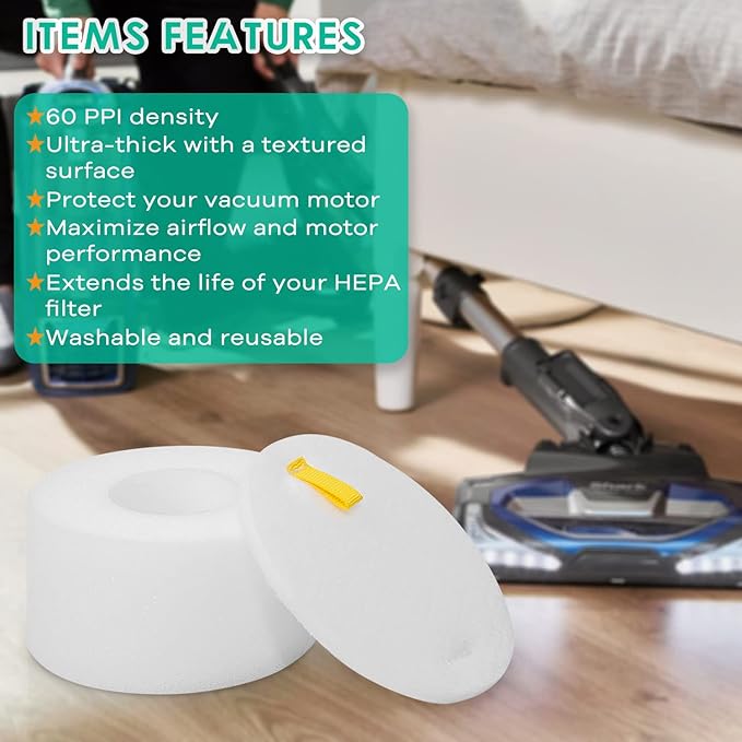 2Pack NV680 Foam & Felt Filters for Shark Rotator DuoClean Powered Lift Away Speed Upright Vacuum Cleaner NV680 NV681 NV682 NV683 NV800 NV800W NV801 NV801Q NV803 UV810, Replace Part # XFF680