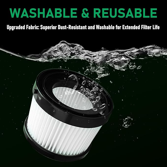 4 Pack Replacement DCV501HB & DCV5011H HEPA Filters Compatible with DEWALT DCV501HB 20V Cordless Handheld Vacuum with 8 Foam Sleeve Filters & 1 Cleaning Brush