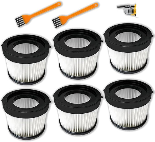 Compatible With Ddewollt Vacuum Filter DCV501HB DCV5011H Attachments Replacement HEPA Filters, For Ddewollt 20V Cordless Handheld Vacuum Cleaner Includes 2 Cleaning Brushes Washable And Reusable (6pk)