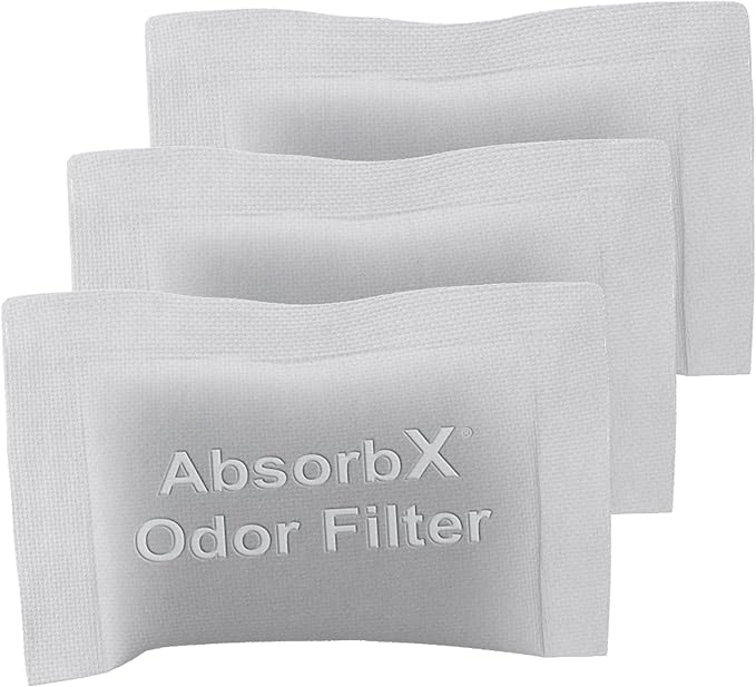 SensorCan 3-Pack Official AbsorbX Trash Can Deodorizer, All Natural Activated Charcoal Odor Absorber Stops Garbage Smells, Air Filter Freshener for 8 Gal and Larger Waste Bins with Compartment