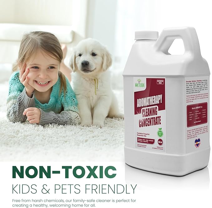 Naeterra Aromatherapy Cleaning Concentrate 64 oz - Natural All Purpose Multi Surface Cleaner - Plant Based Essential Oil Formula for Floors, Glass & Counters - Makes 24 Gallons - Pet Safe & Non Toxic