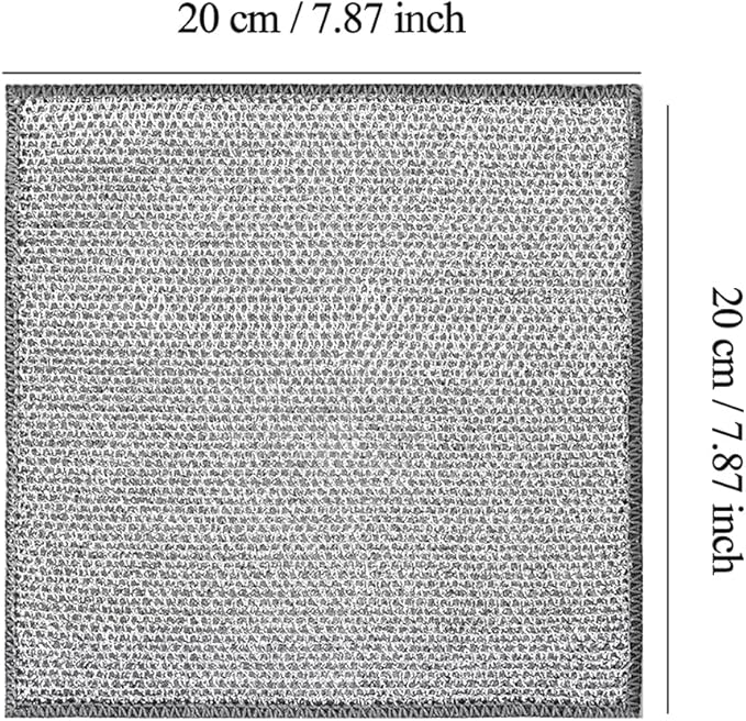 YinQin 5 PCS Double Layer Stainless Steel Scrubber Wire Dishwashing Cloth Non Scratch Stainless Steel Mesh Dish Cleaning Cloth 20x20 cm Metallic Wire Cleaning Rag Towel for Kitchen Dish Sink Stove Top