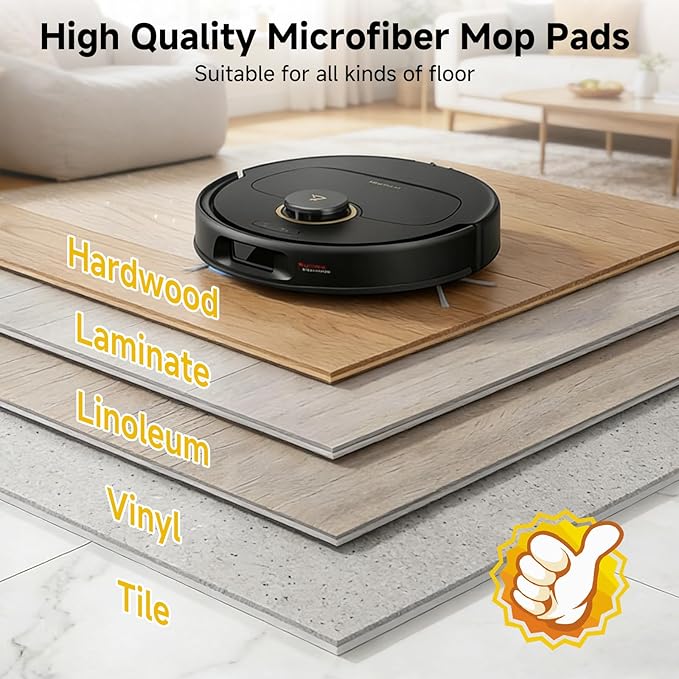 8 Pack Mop Pads for Roborock Saros 10R/QV 35A/Qrevo S/Qrevo Master/Qrevo Curv/Qrevo Slim/Qrevo Plus/Q Revo/Qrevo Pro/Qrevo Edge Robot Vacuum Cleaner, Washable & Reusable Microfiber Mop Cloths
