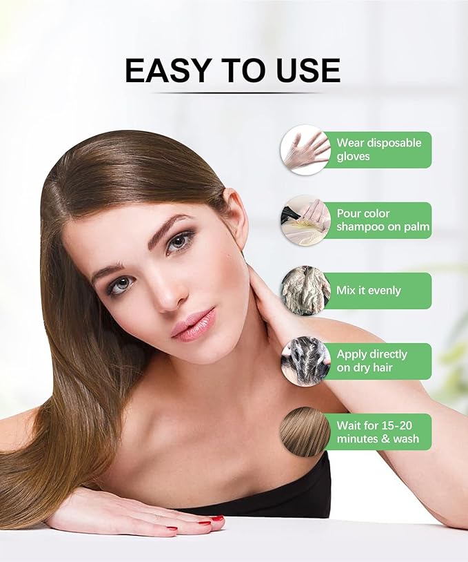 Herbishh Hair Color Shampoo for Gray Hair Light Brown 400 ML - Dye Shield or Defender - Hair Color Stain Remover Wipes - Travel Pack With 5 Wipes