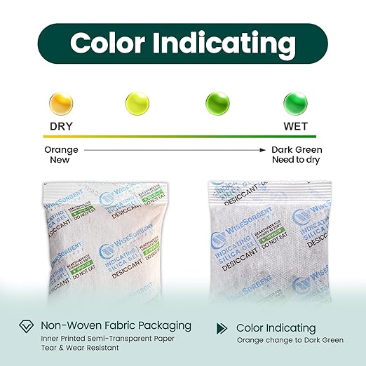 15pcs 20g Silica Gel Packets, Indicating Deisiccant Packs, Rechargeable Deisccant Moisture Absorbers for Storage
