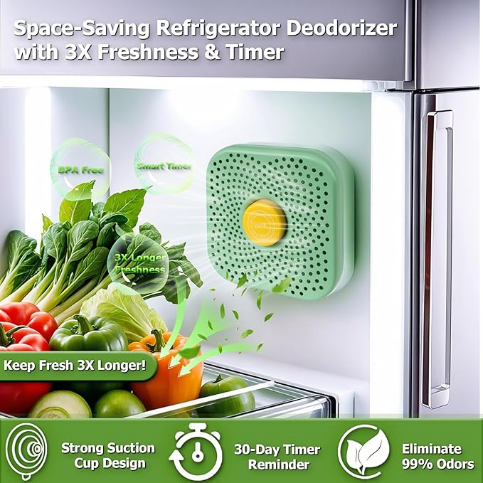 Fridge Deodorizer （1Pack），More Effective Than Baking Soda，Rechargeable Refrigerator Deodorizer Made of zeolite ，8-12 Months Long-Lasting Freshness for Fridge