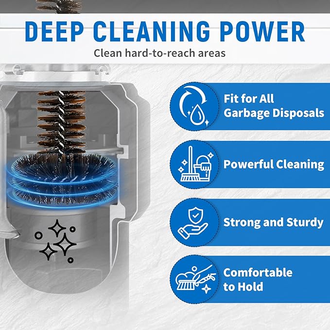 Garbage Disposal Brush, Universal Cleaning Cleaner Brush with Extra Long Handle Ullnosoo Eliminates Residue and Odor 15inch