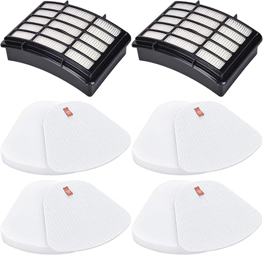 Replacement Filters for Shark Navigator Lift-Away XL CU510, CU512, CU500, CU520 Deluxe NV350, NV351, NV356E, NV360, NV352, NV355, NV358, ZU503AMZ, 4 + 2 Filter, Replace Parts #XHF350 & XFF350