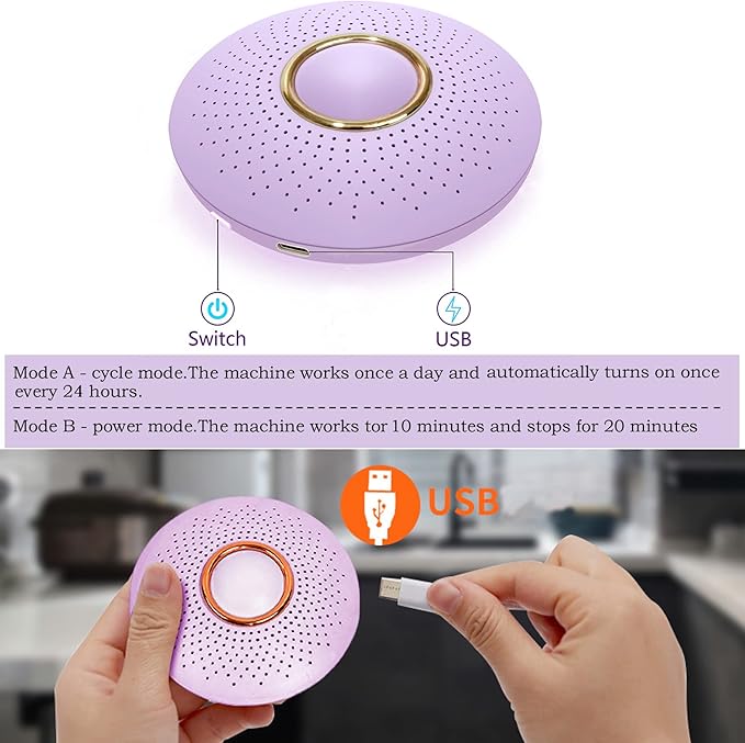 Refrigerator Deodorizer,Portable USB Rechargeable Refrigerator deodorizer, Outperforms Than Baking Soda and Charcoal Bags,Fridge and Freezer Odor Absorber to Keep Food Fresh Longer(Lilac)