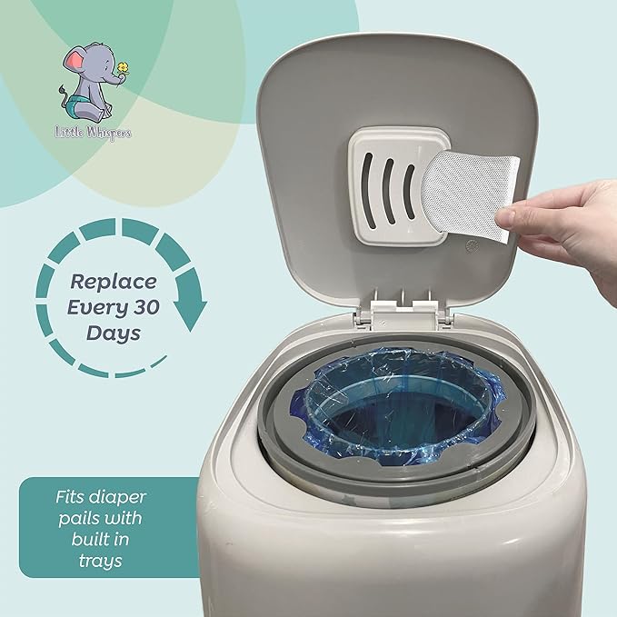 LittleWhispers Diaper Pail Odor Absorber -10 Pack - Carbon Filter Refills - Compatible with Diaper Genie Systems