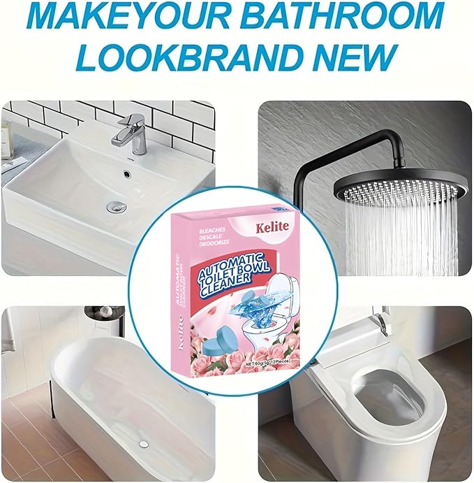 Toilet Bowl Tablets, Continuous Clean Toilet Drop In Discs, Each Tablet Provides of Protection Against Stains and Build Up, 12 Count (Pack of 1)