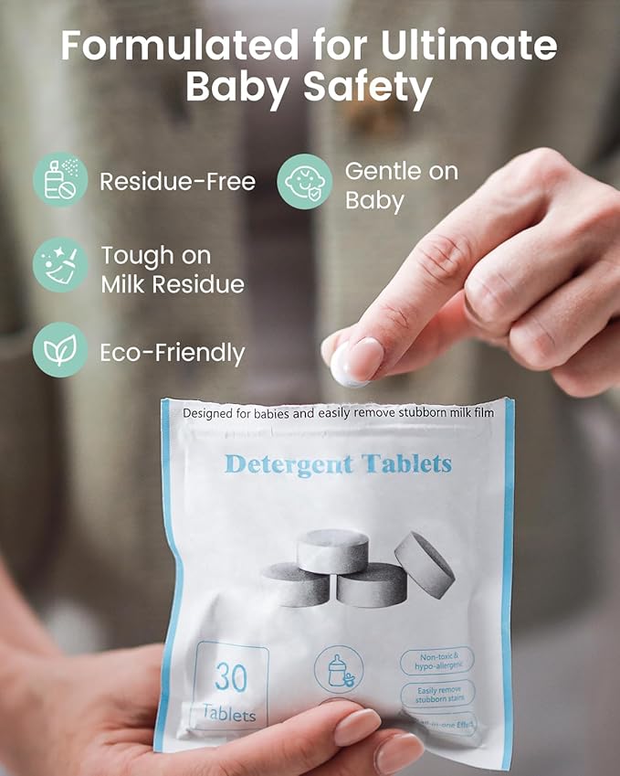 GROWNSY Official Detergent Washing Tablets - 130 PCS, Compatible with Momcozy Baby Bottle Washers (Pack of 2)