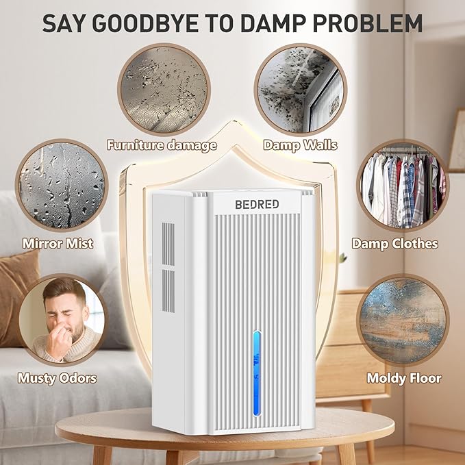 Dehumidifier, 95OZ Dehumidifier for Home 1000 Sq.Ft - Quiet with Auto Shut Off & Relaxing 7 Color Ambient Light,Ideal for Livingroom, Bedroom, Basement(White)