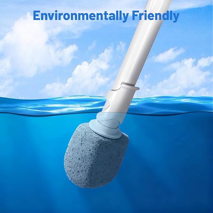 Upgrade Pumice Stone Toilet Bowl Cleaner,Bathroom Cleaner Brush Toilet Wand Refills with 30CM Long Handle for Remove Hard Water Stains with 1 Wand+ Pumice Stones (10 Pack)