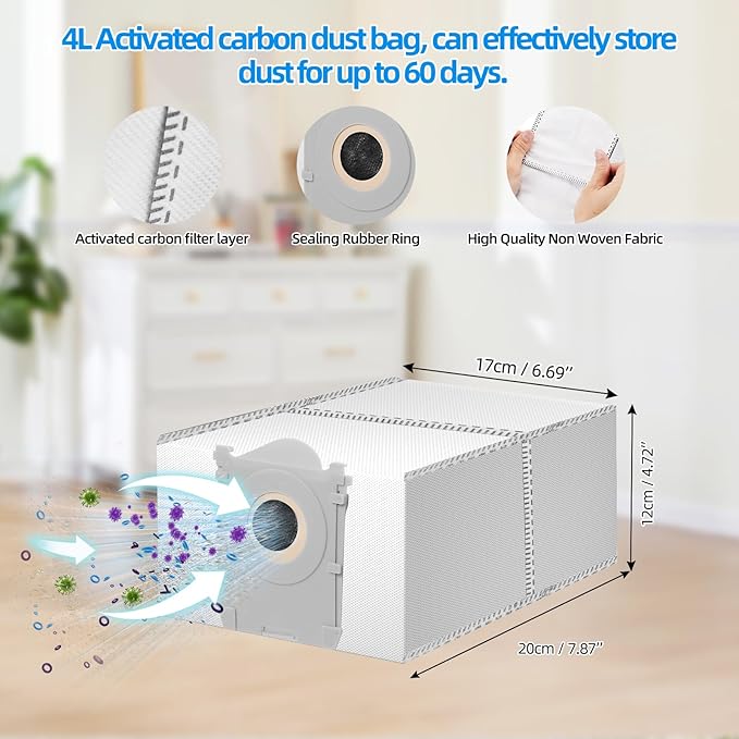 25 Pack Accessories for ECOVACS DEEBOT T50 PRO Omni / T50 PRO Omni Gen2 /T50 Omni Robot Vacuum, Replacement 2 Anti Tangle Main Brush 6 Mop Pads 6 Dust Bag 6 Sidebrush 4 Filter 1 Cleaning Brush