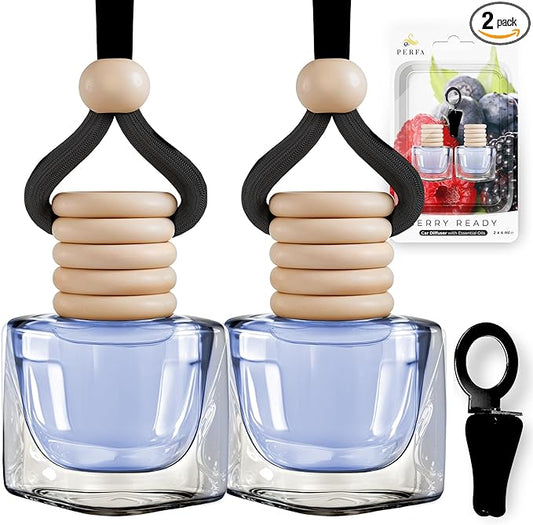 Pack of 2 Car Air Fresheners For Women | Berry Ready Scented Automotive Car Accessories with Vent Clips | Long Lasting Perfume Diffuser | Hanging Air Freshener Scent | Premium Fragrance By Perfa
