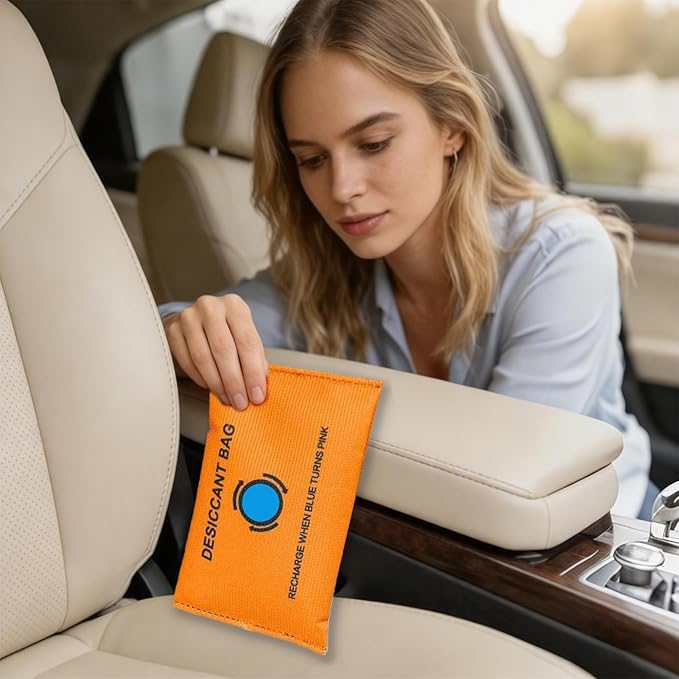 Car Dehumidifier, Silicone Beads Leak-Proof Moisture Absorbers, Reusable Fast Reactivated Desiccant Packets for Windscreens Interior Closet Basement Garage Household, Car Moisture Control, H