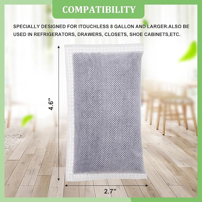 Activated Charcoal Odor Absorber Diaper Pail Deodorizer for itouchless 8 Gallon & Larger, Trash Can Deodorizer Odor Filter Refill for itouchless 13 Gallon Diaper Garbage Can (3 Pack)