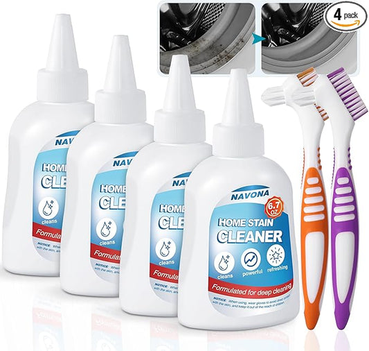 Navona 4 Pack Home Stain Cleaner Gel, Washing Machine Cleaner, Ideal for Shower Enclosures, Kitchen Sinks, Walls, Tiles and Bathroom Surfaces. Total 26.8 fl oz